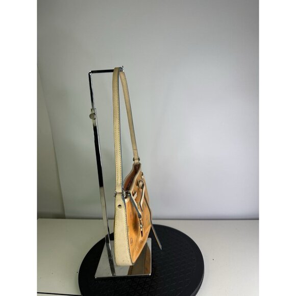 Vtg DOONEY Bourke Orange Logo Y2k 90s Leather Trim - Picture 5 of 12